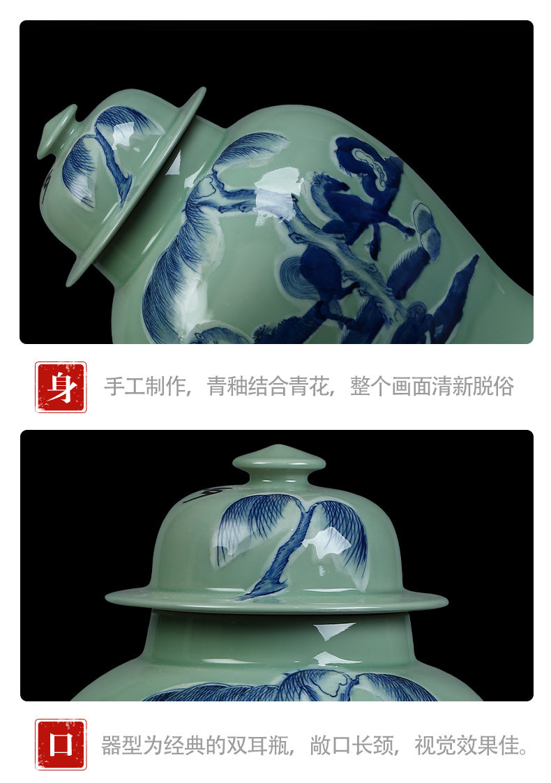 Jingdezhen ceramic vase landing a large sitting room of Chinese style flower arranging porch is decorated furnishing articles opening gifts blue and white porcelain