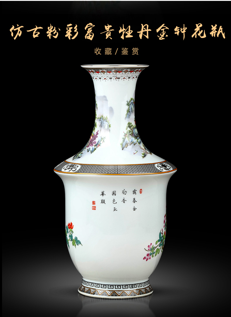 Jingdezhen ceramics pastel landscape vase furnishing articles sitting room of Chinese style household flower adornment TV ark, furnishing articles