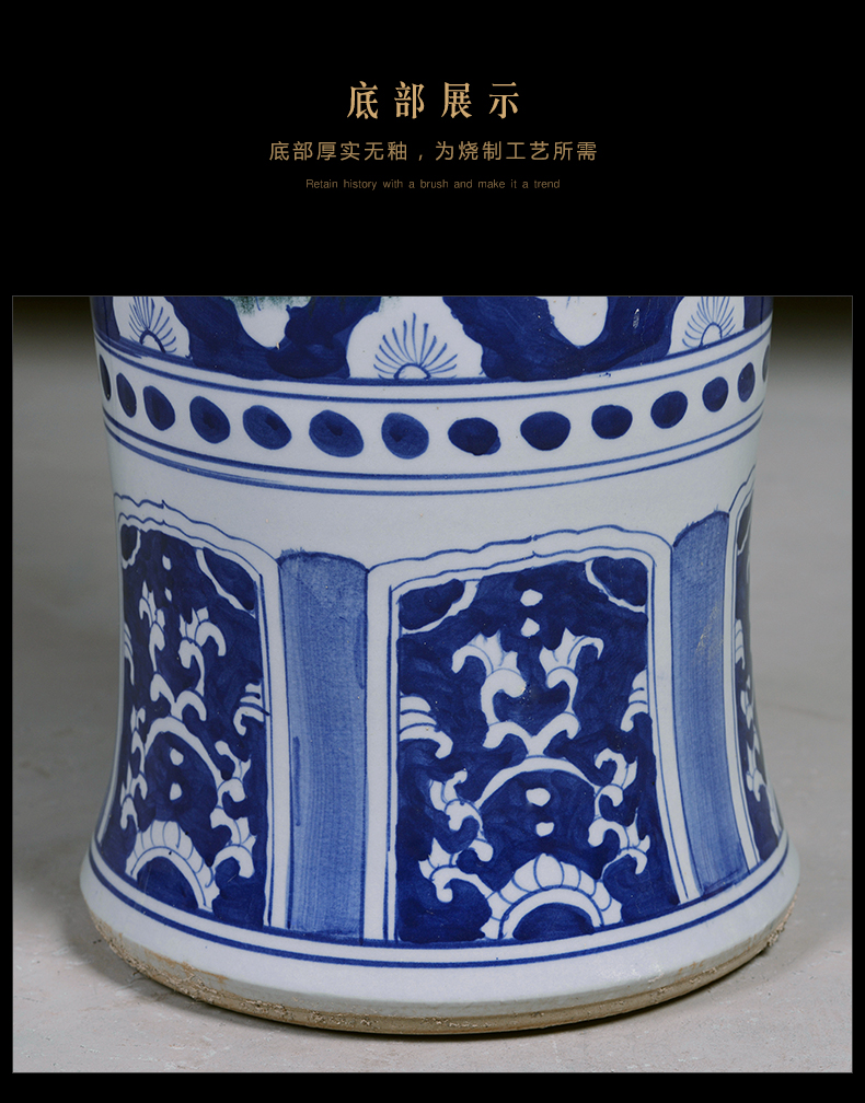 Hand - made scenery porch sitting room ground large vase of blue and white porcelain of jingdezhen ceramics hotel decoration