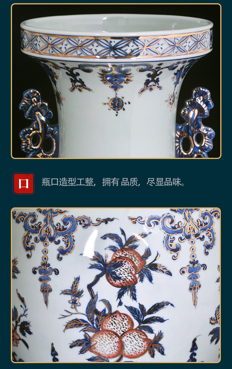 Large blue and white porcelain of jingdezhen ceramics vase furnishing articles of Chinese style household living room TV cabinet decorative arts and crafts