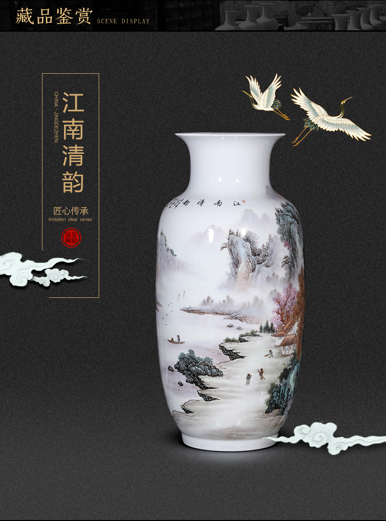 Jingdezhen ceramics vase living room flower arranging furnishing articles hand - made famille rose porcelain Chinese style household ornaments