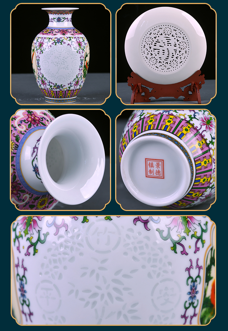 Jingdezhen ceramics three suits for vases, flower arranging small sitting room of Chinese style household decorates porch place table