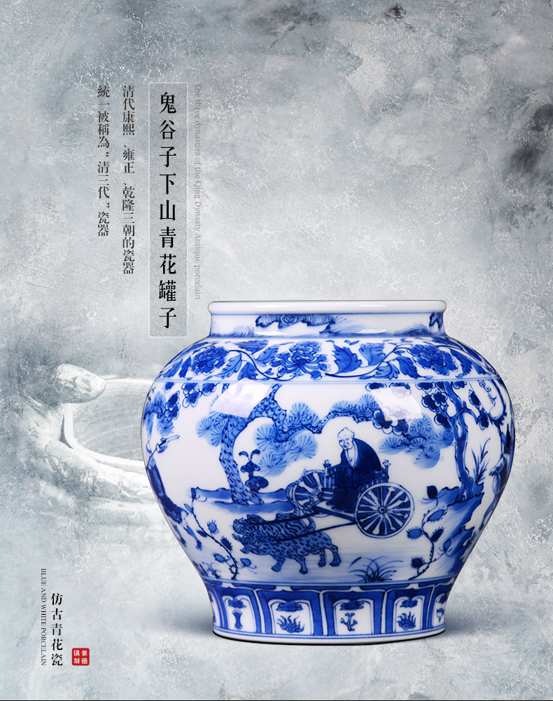 Jingdezhen ceramic vase famous hand - made imitation of yuan blue and white porcelain living room TV cabinet decoration of Chinese style household furnishing articles