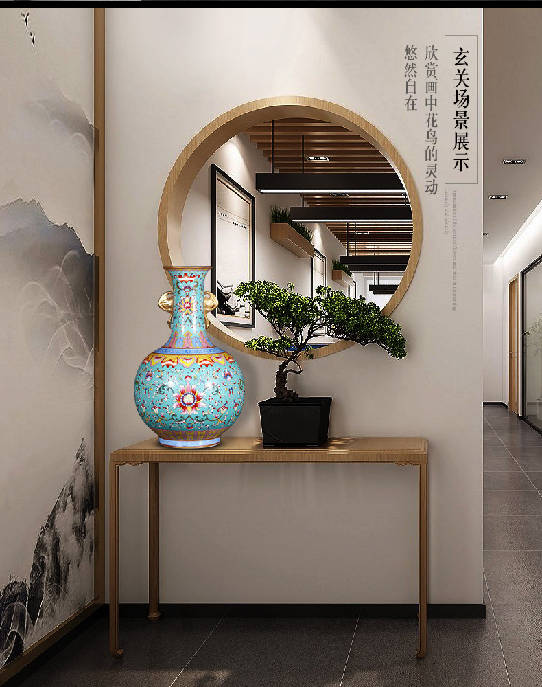 Jingdezhen ceramics imitation the qing qianlong blue scramble for flowers wrapped branch lines, the design of new Chinese style household, sitting room adornment is placed