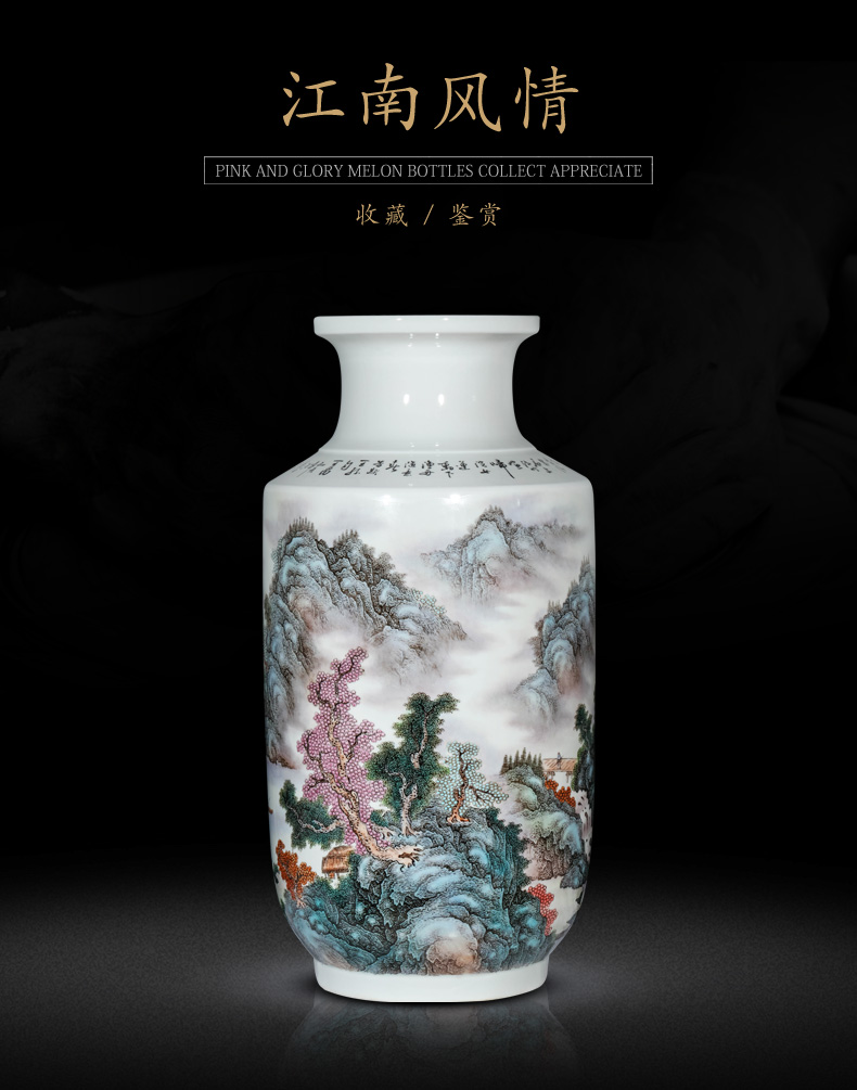 Jingdezhen ceramic masters of large vase hand - made jiangnan amorous feelings of famille rose decoration furnishing articles opening taking gifts