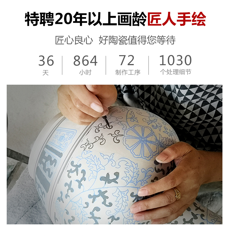 Jingdezhen porcelain tea pot of blue and white porcelain storage tank large ceramic seal tank moistureproof tea cake jar with a lid