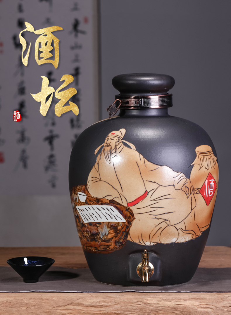 Jingdezhen ceramic jar jar of mercifully it hidden seal wine bottle up 10 jins 30 jins 50 pounds with leader