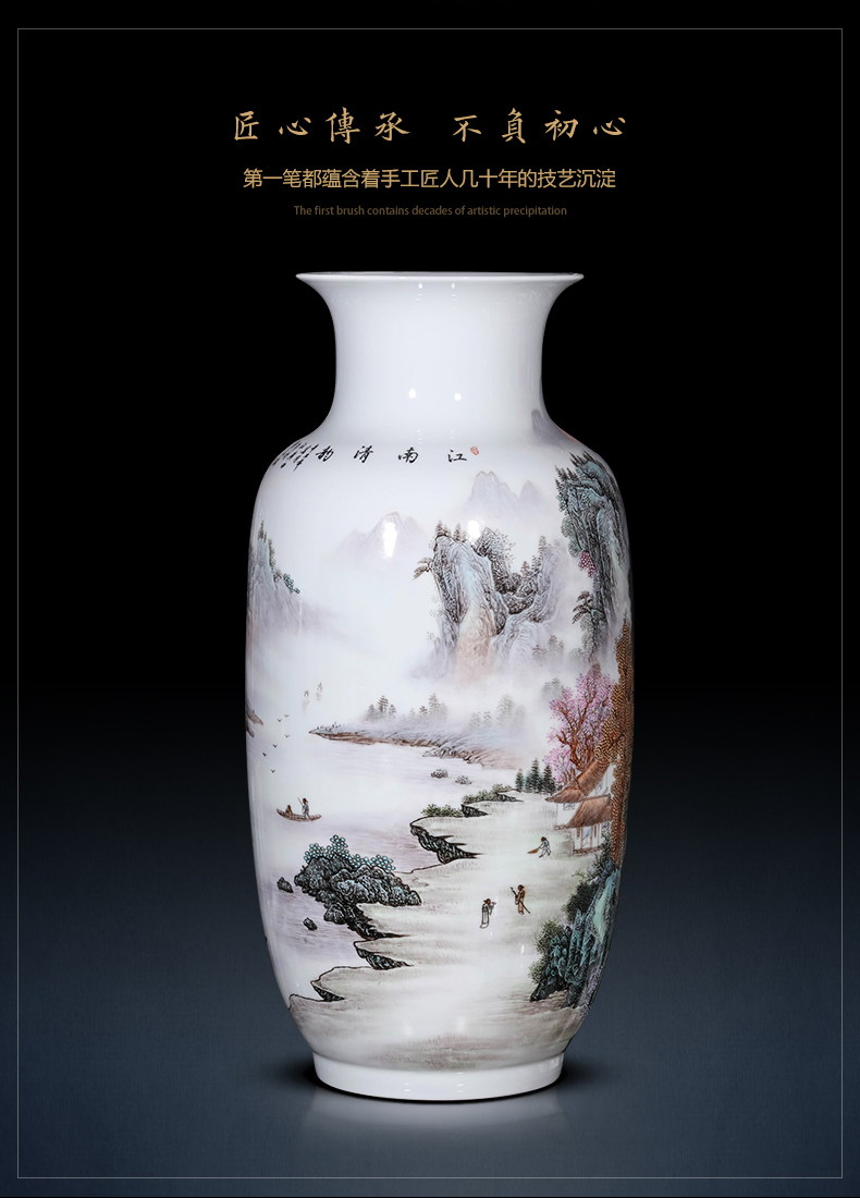 Jingdezhen ceramics vase living room flower arranging furnishing articles hand - made famille rose porcelain Chinese style household ornaments