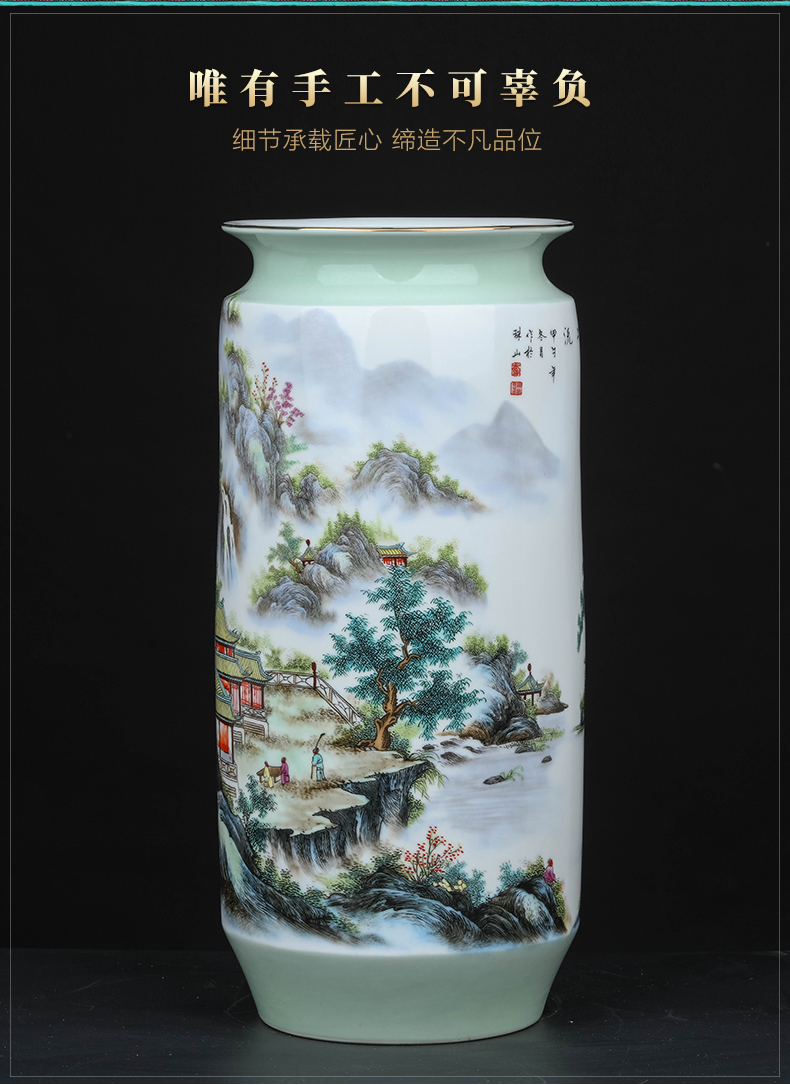 Jingdezhen ceramics powder enamel vase painting tube of the sitting room of Chinese style household adornment porcelain flower arranging office furnishing articles