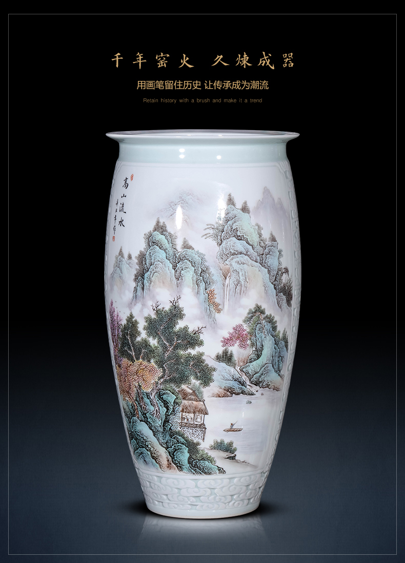 Jingdezhen ceramics vase furnishing articles by hand - made famille rose porcelain of the sitting room of Chinese style household porch decorate gifts