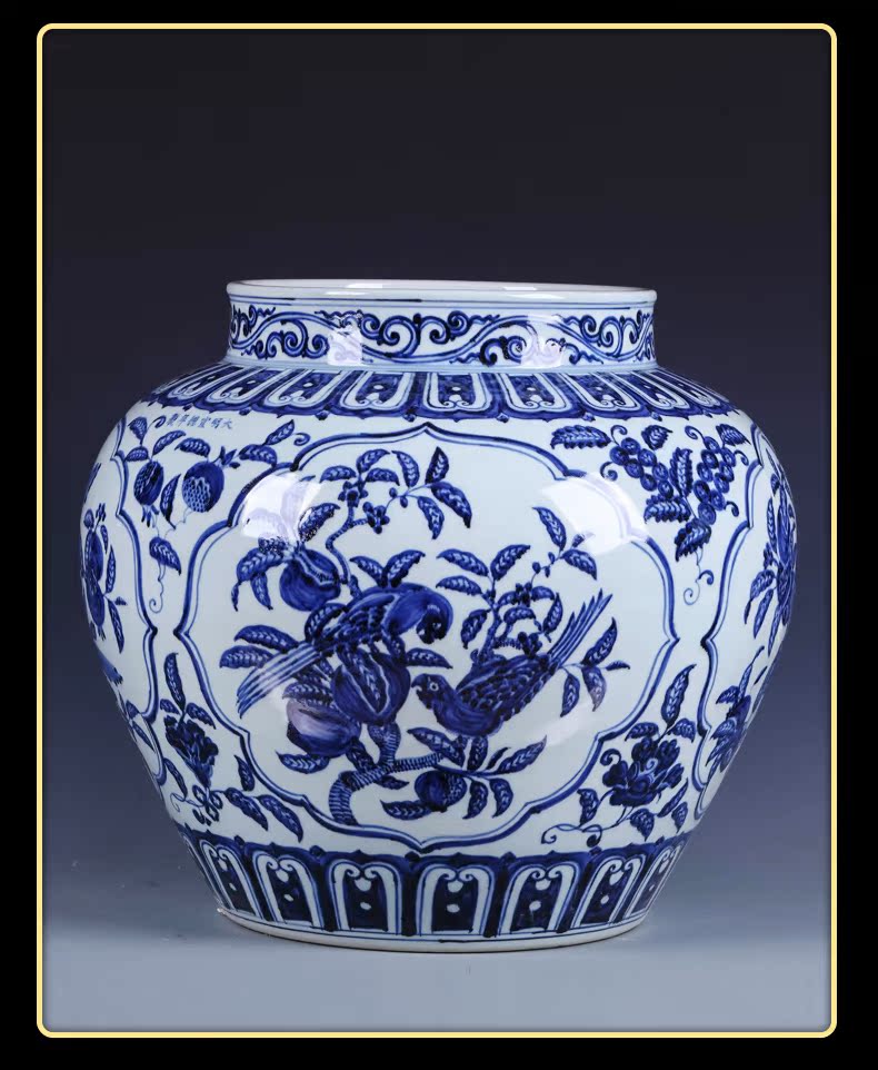 Jingdezhen ceramic aquarium place large flower pot imitation Ming xuande is blue and white porcelain of the big Chinese courtyard sitting room adornment