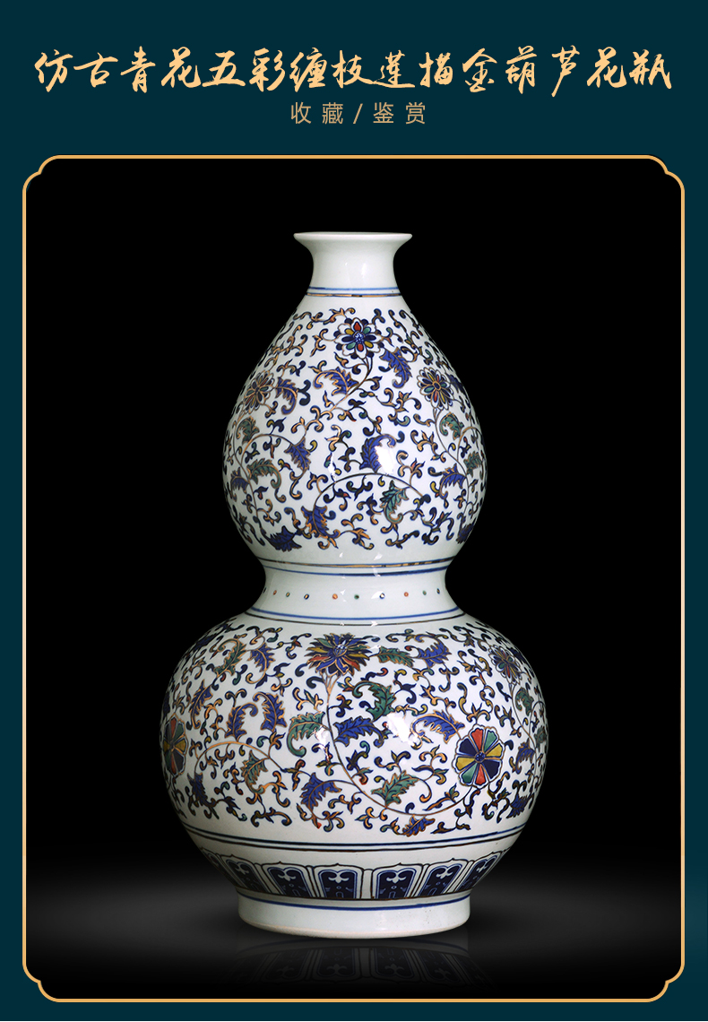 Jingdezhen ceramics antique Chinese blue and white porcelain vase Chinese style living room TV cabinet porch is decorated furnishing articles gifts
