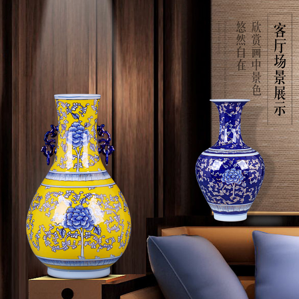 Jingdezhen ceramic vase imitation the qing yongzheng sitting room blue and white lotus flower vases study rich ancient frame decorative furnishing articles