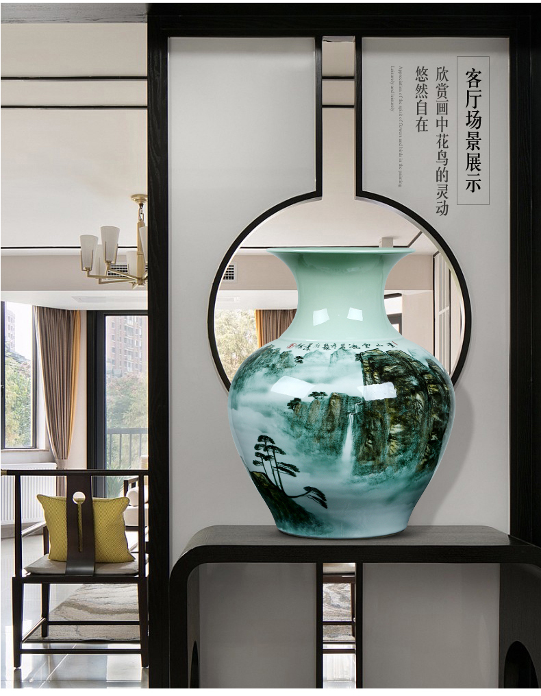 Jingdezhen ceramic vase hand - made jiangnan Chinese large living room TV ark, flower arranging porch is decorated furnishing articles