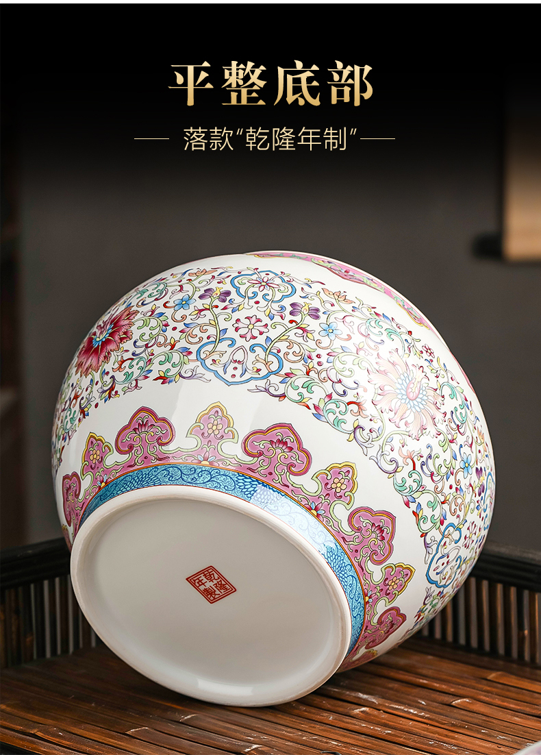 Jingdezhen ceramic tea pot with cover moistureproof scattered receives archaize qianlong seal storage tank enamel snack jars