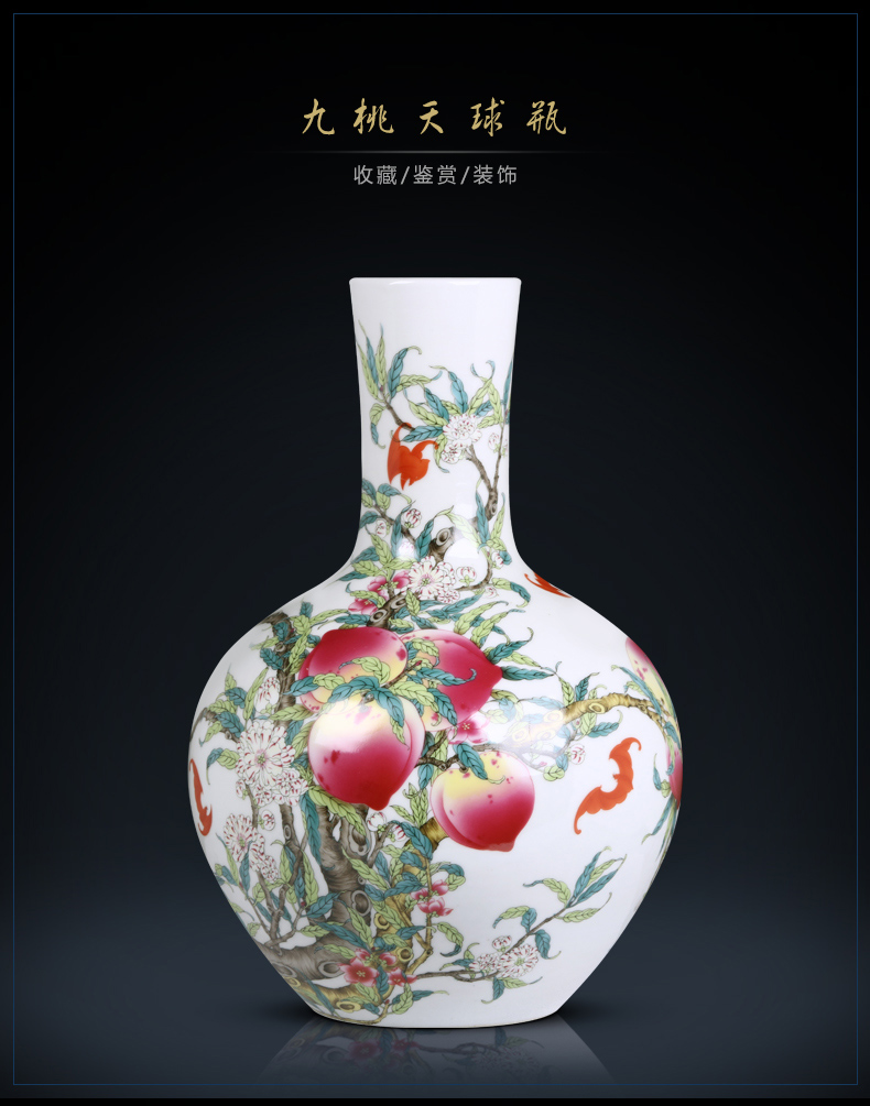 Jingdezhen ceramic vase rich ancient frame furnishing articles sitting room porch flower arranging modern new Chinese style household decorative arts and crafts
