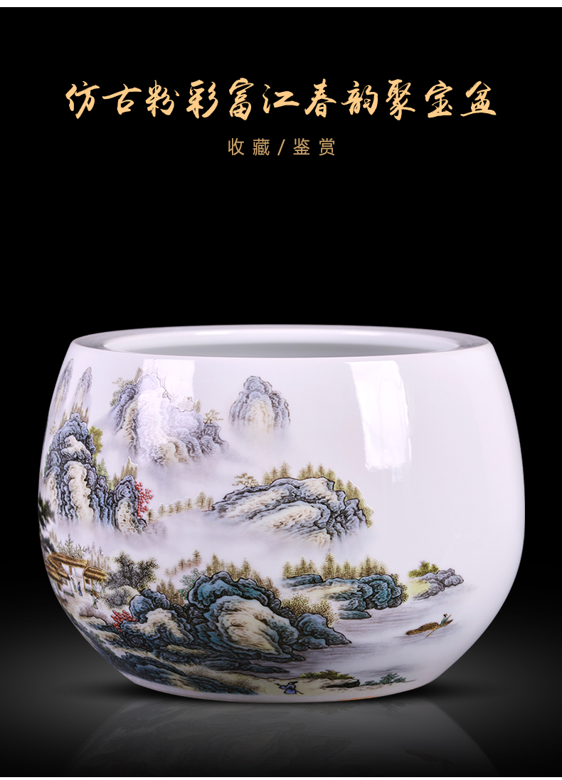 Jingdezhen ceramics plutus cornucopia home sitting room adornment porch feng shui handicraft furnishing articles jubao cylinder