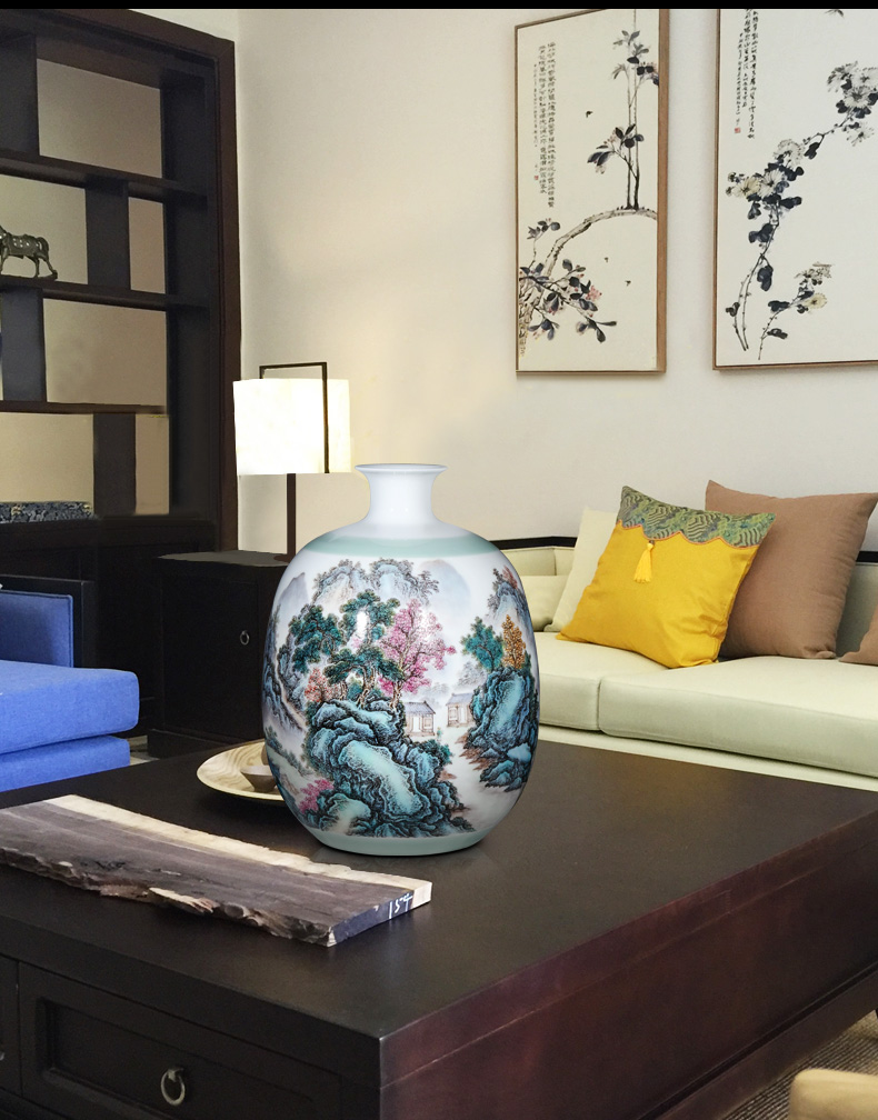 The Master of jingdezhen ceramics vase furnishing articles hand - made pastel 'lakes and mountains rich ancient frame of Chinese style household ornaments