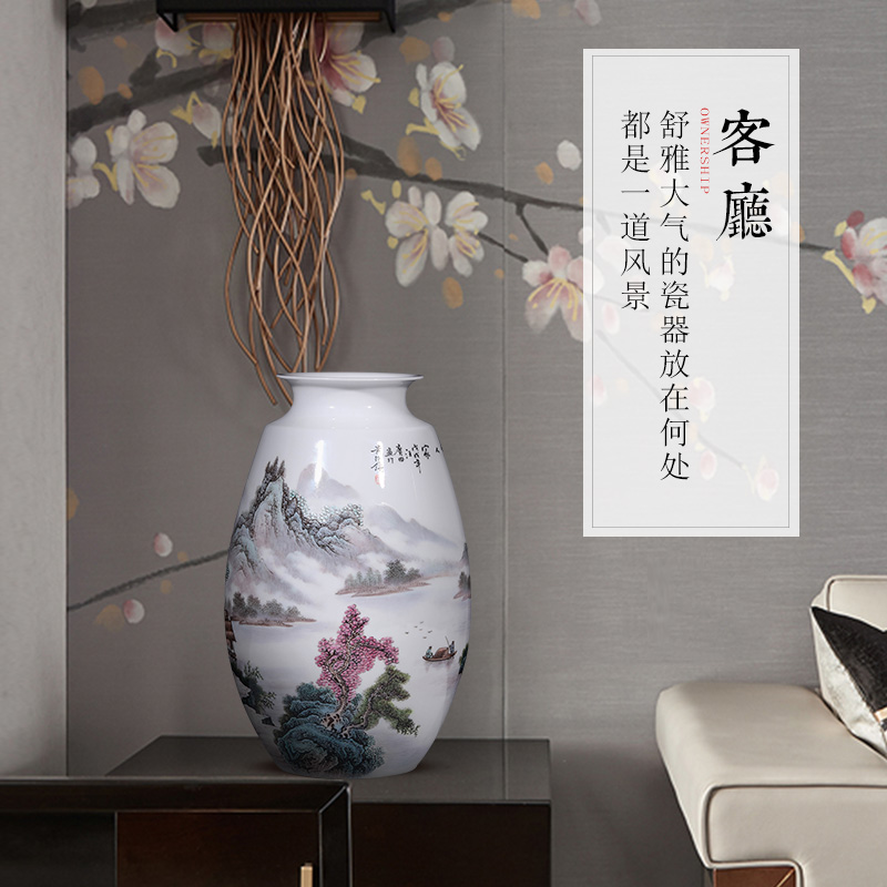 Jingdezhen ceramic hand - made pastel lake house vases, flower arranging new Chinese style household decorations TV ark, furnishing articles