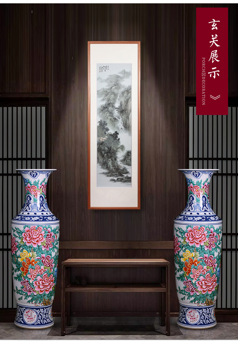 Blooming flowers color bucket landing a large vase of blue and white porcelain of jingdezhen ceramics home sitting room adornment is placed