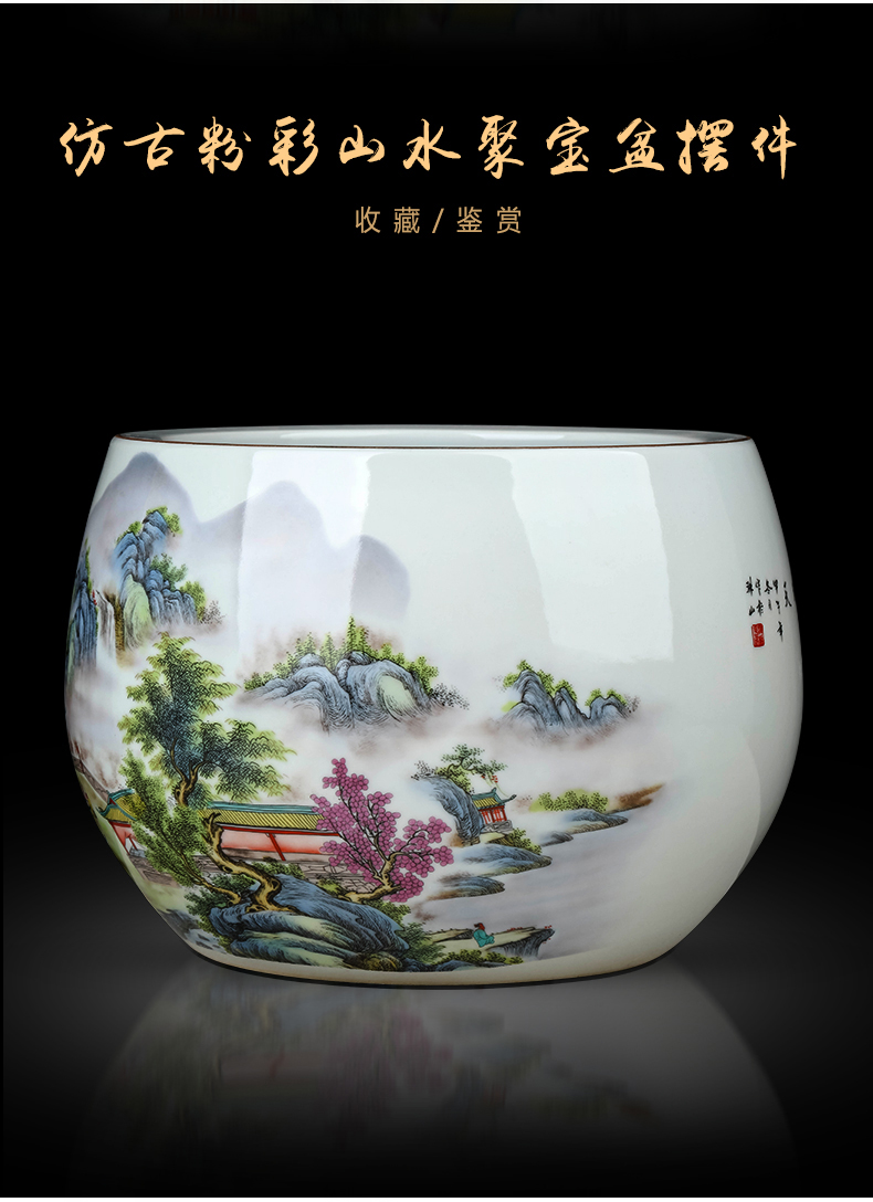 Jingdezhen ceramic powder enamel creative home desktop cylinder cornucopia adornment of the sitting room porch feng shui plutus furnishing articles