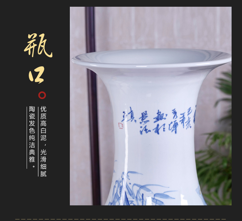 Jingdezhen ceramic vase landed large blue and white peony hand - made modern Chinese style home sitting room adornment is placed