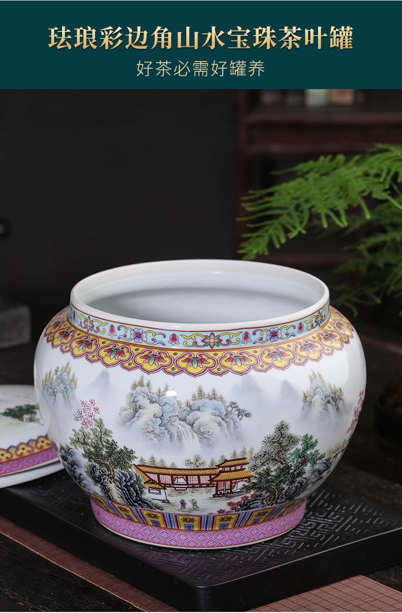 Jingdezhen porcelain tea pot with cover seal storage tanks large puer tea cake and tea urn storage