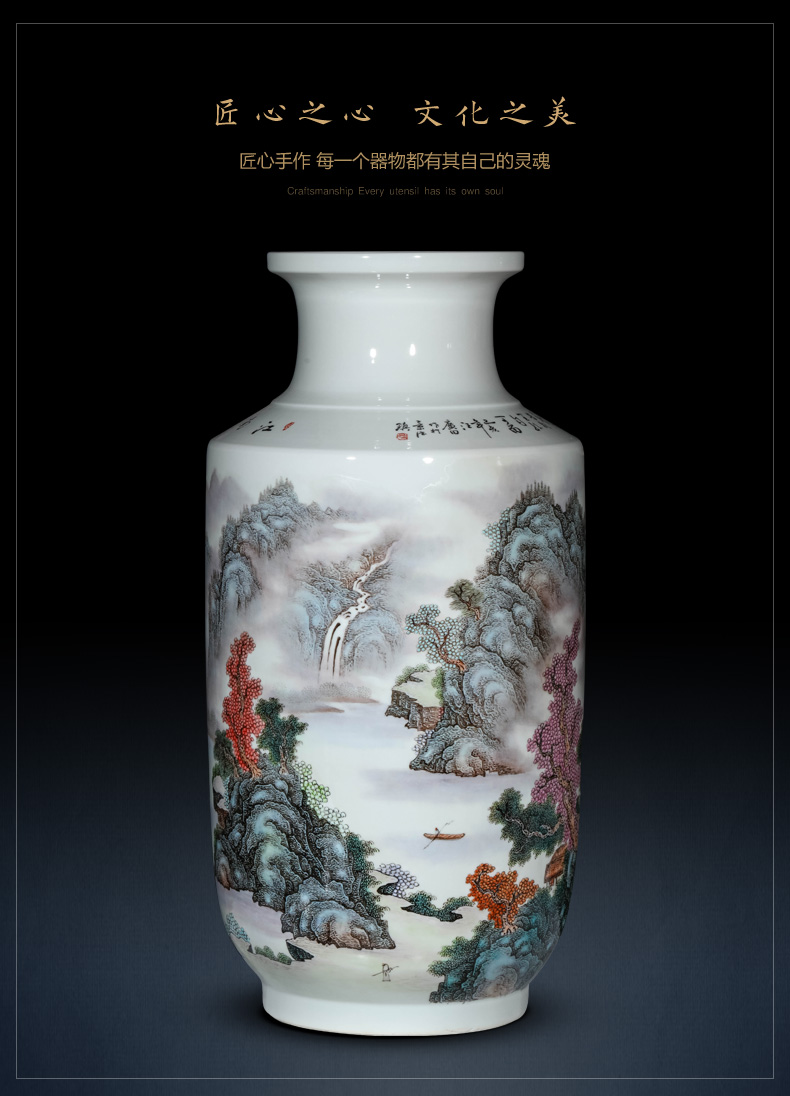 Jingdezhen ceramic masters of large vase hand - made jiangnan amorous feelings of famille rose decoration furnishing articles opening taking gifts