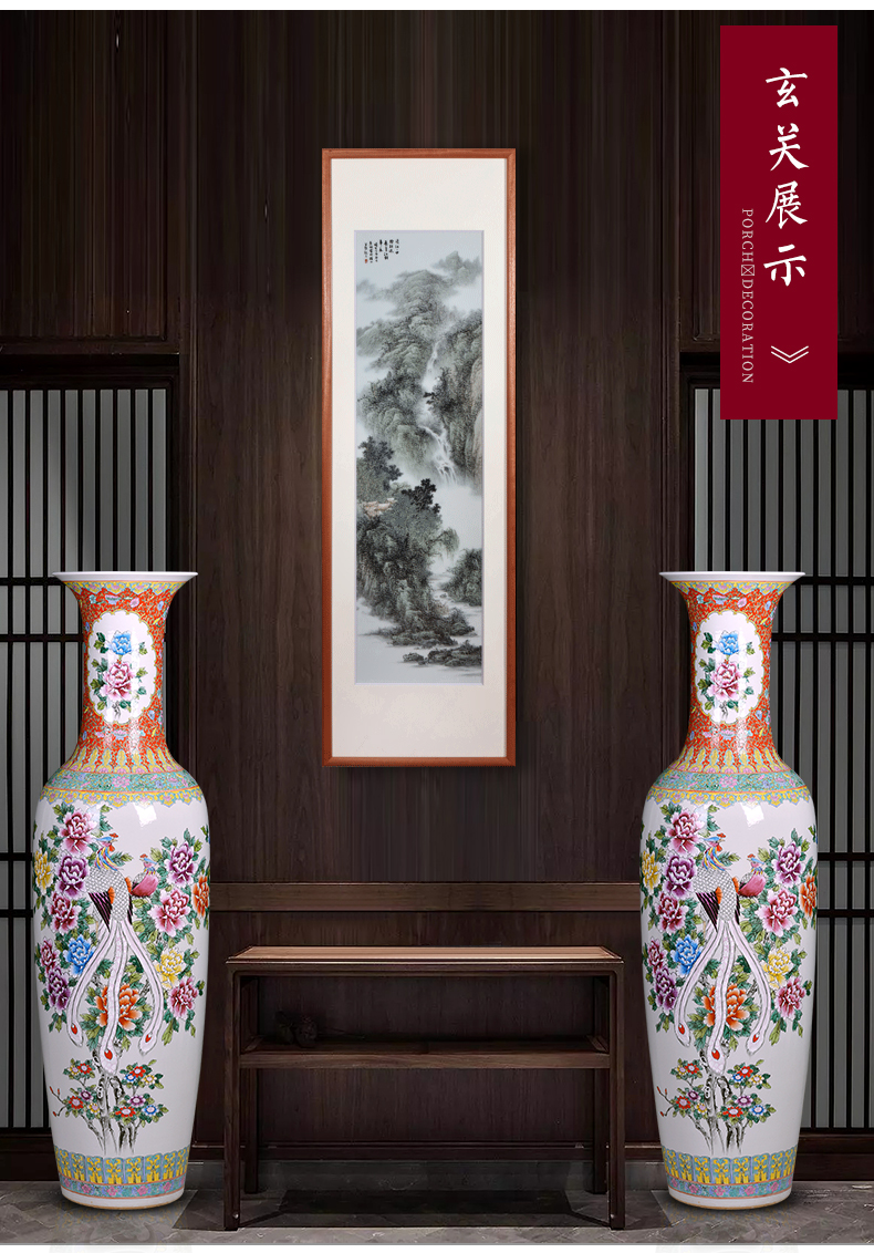 Jingdezhen hand - made ceramic floor large vases, notes tong heavy prosperous Chinese style of new home sitting room adornment is placed