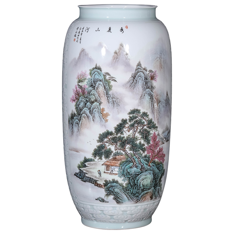 Jingdezhen ceramics, vases, flower arrangement sitting room place pastel household of Chinese style porch TV ark, decoration carving