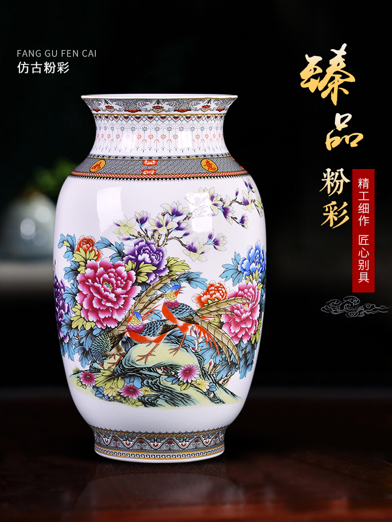 Porcelain of jingdezhen ceramic vases, antique flower arrangement of Chinese style household decoration as porch study of TV ark, furnishing articles