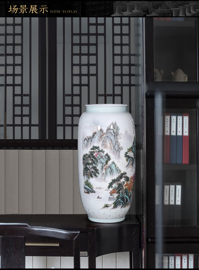 Jingdezhen ceramics, vases, flower arrangement sitting room place pastel household of Chinese style porch TV ark, decoration carving