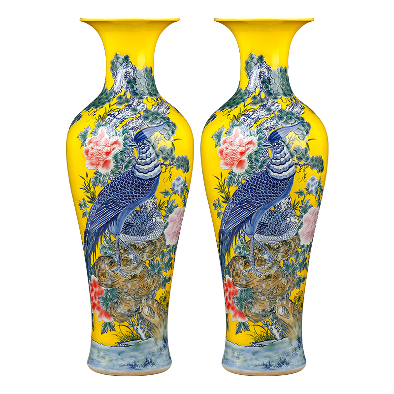Blue and white porcelain of jingdezhen ceramics engraving big vase landed furnishing articles Chinese flower arrangement sitting room adornment is placed to restore ancient ways