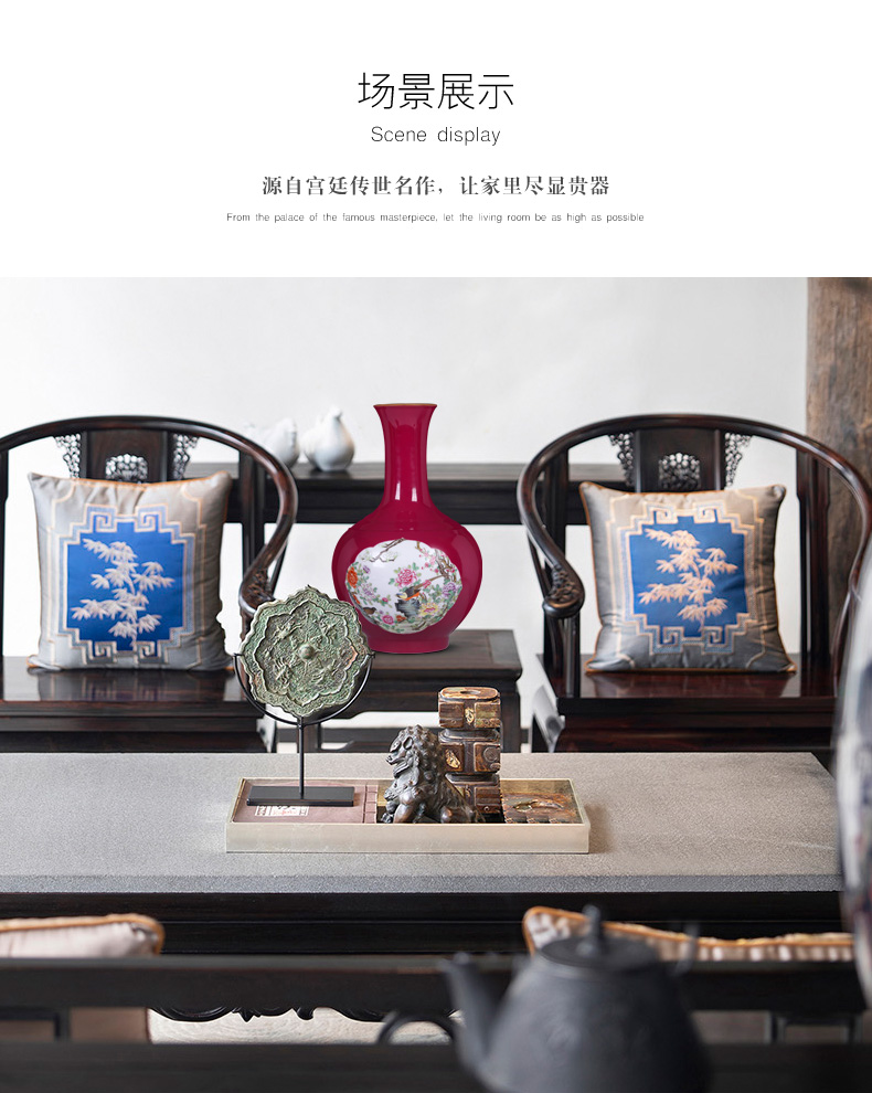 Jingdezhen ceramics vase archaize to open the red powder enamel design study of Chinese ancient frame ornaments