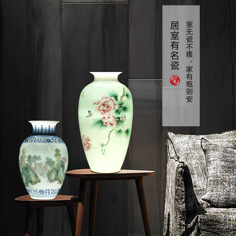 Jingdezhen hand - made painting of flowers and new Chinese style ceramic vases, flower arranging furnishing articles, the sitting room porch rich ancient frame craft ornaments