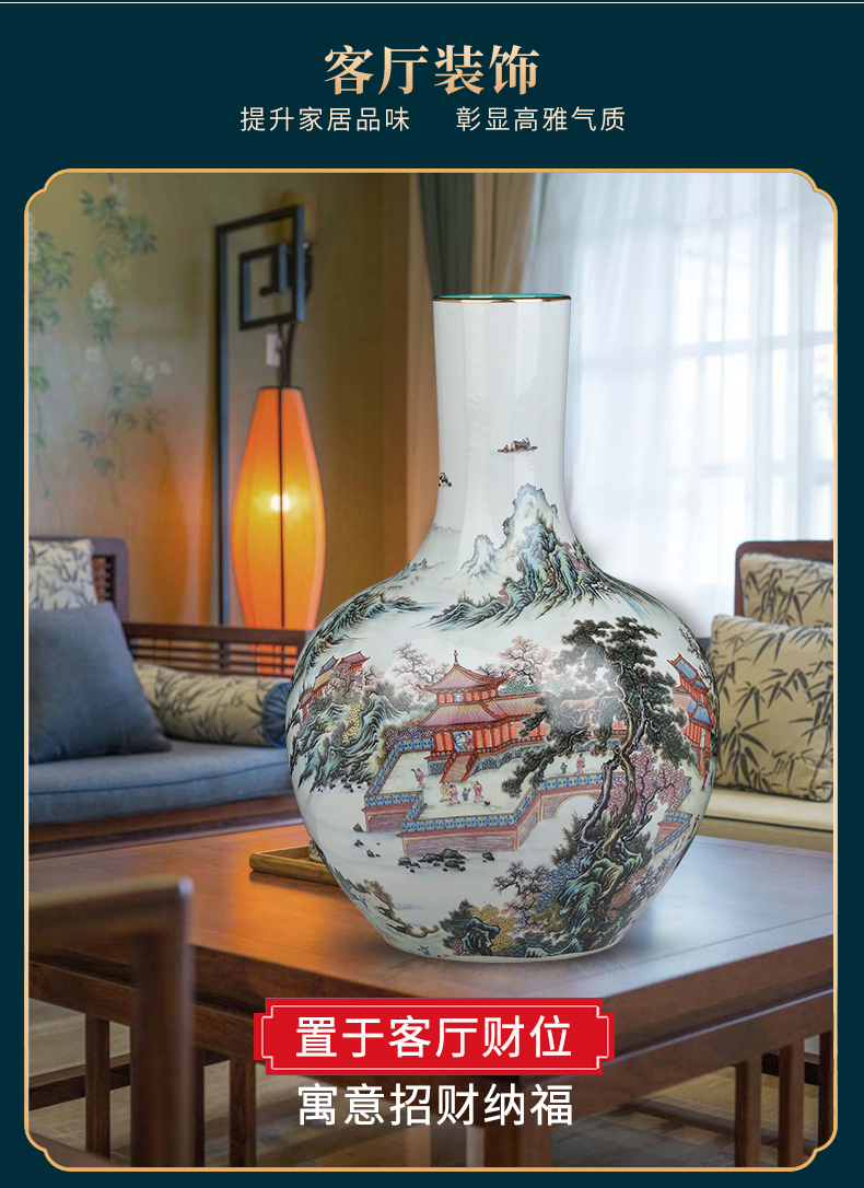 Archaize of jingdezhen ceramics powder enamel celestial vase large new Chinese style living room TV cabinet decoration desktop furnishing articles