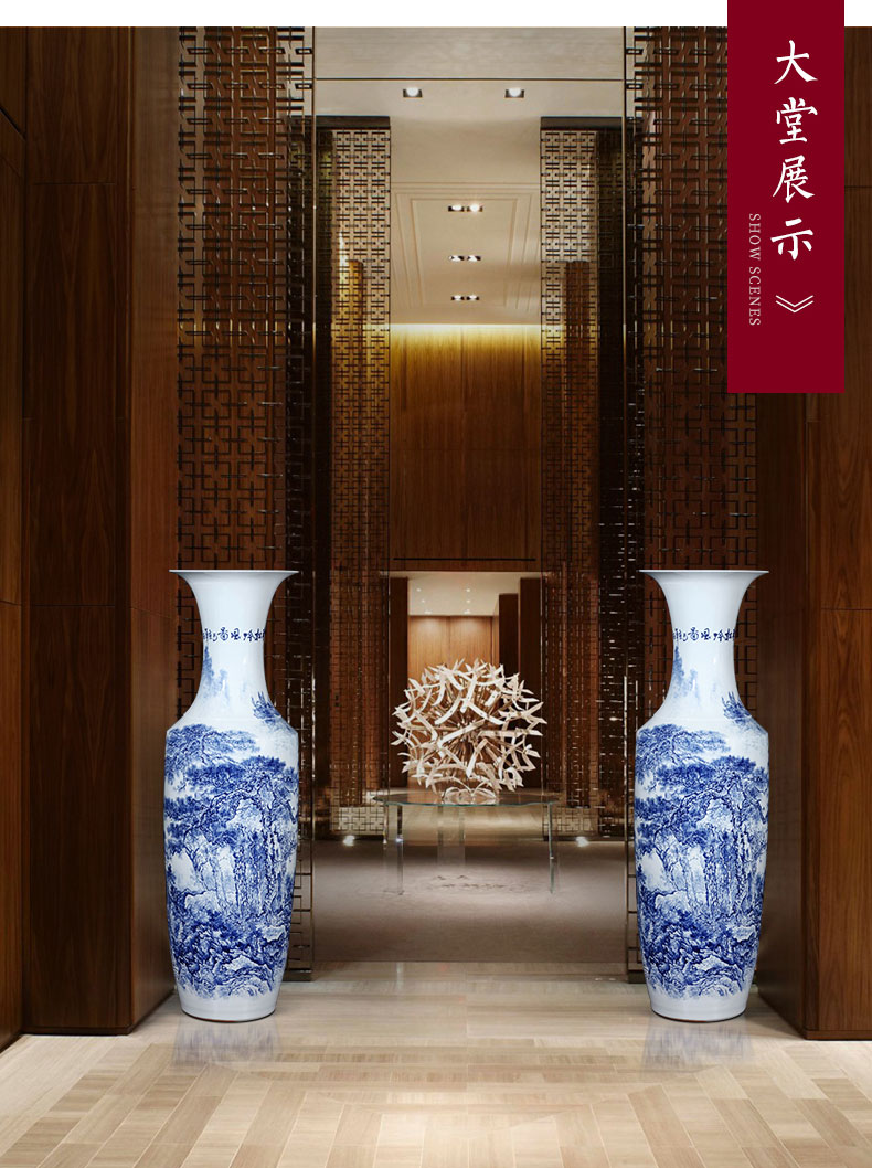 The sitting room The hotel Chinese style furnishing articles hand - made large modern blue and white porcelain is jingdezhen ceramics of large vases, gifts