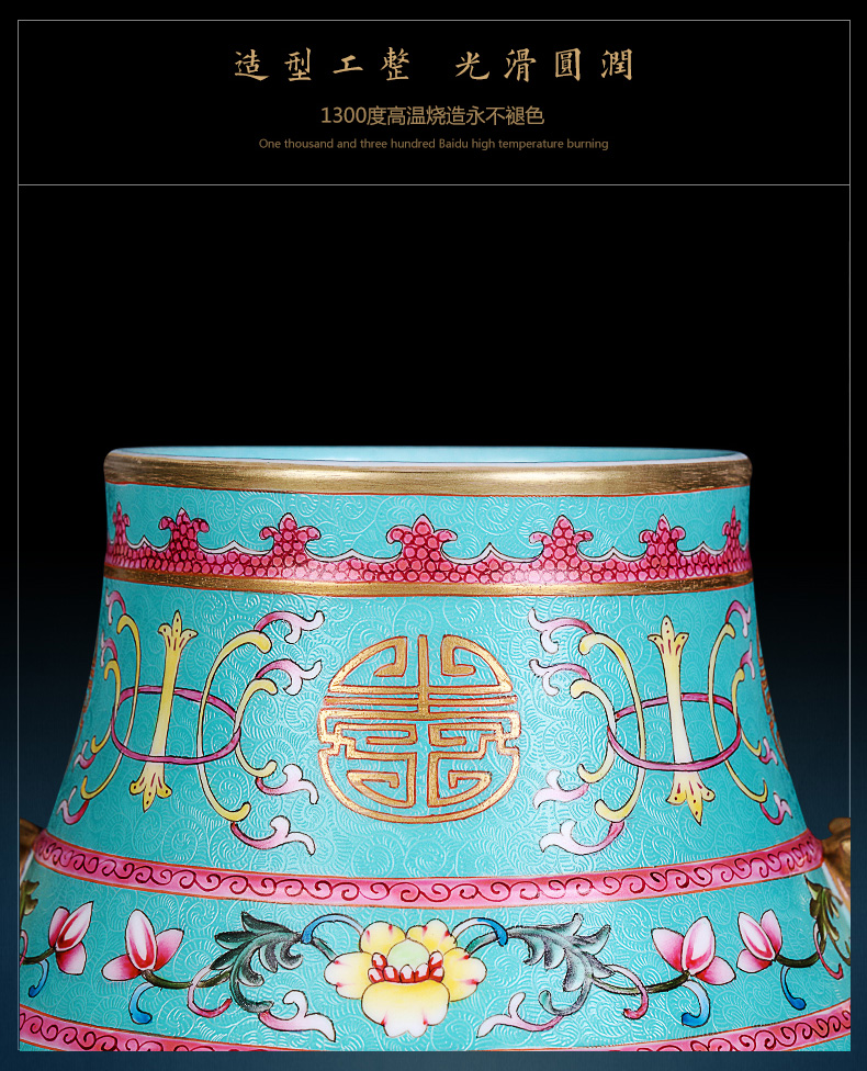 Jingdezhen ceramics vase imitation the qing qianlong blue scramble for flower pattern f barrels statute of Chinese style household decorations