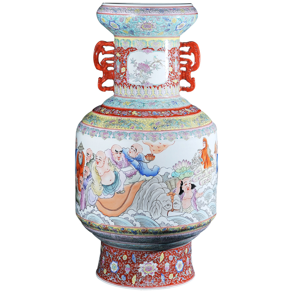 Archaize of jingdezhen ceramics handicraft collection sitting room place 18 arhats pastel porcelain wang men bottled act the role ofing is tasted