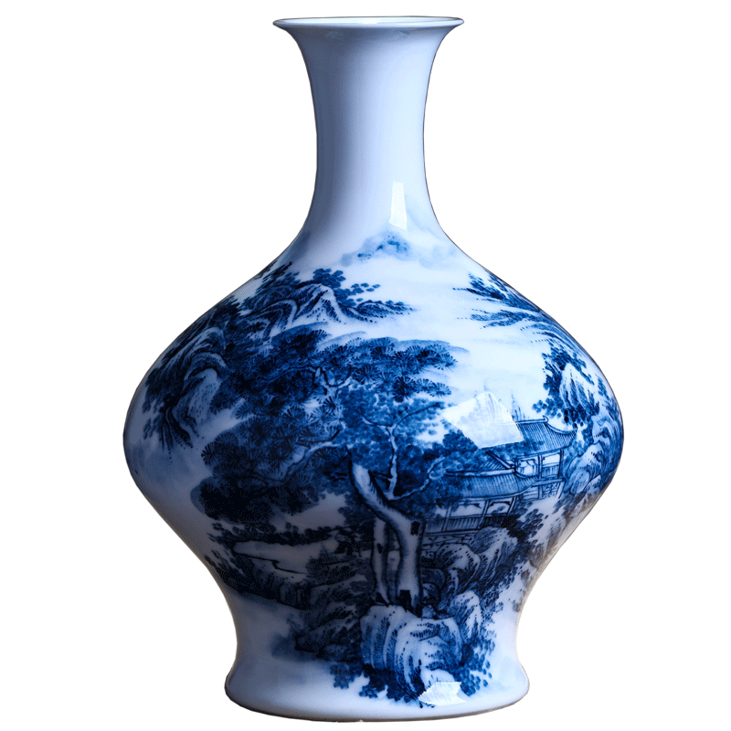 Le optimal jingdezhen blue and white landscape hand - made vases, flower implement I and contracted household decorative furnishing articles study restoring ancient ways