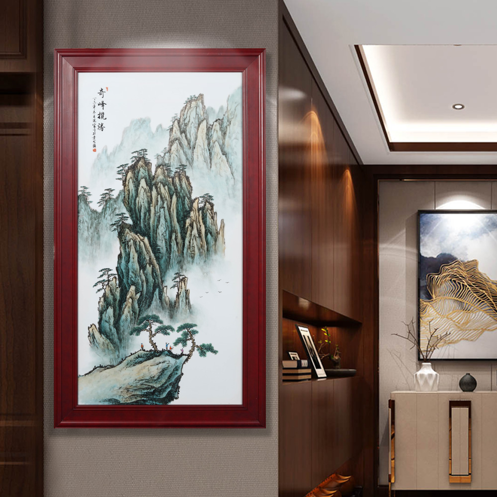 Jingdezhen ceramics porcelain plate painting mountain range bedroom adornment of Chinese style household, the sitting room porch murals