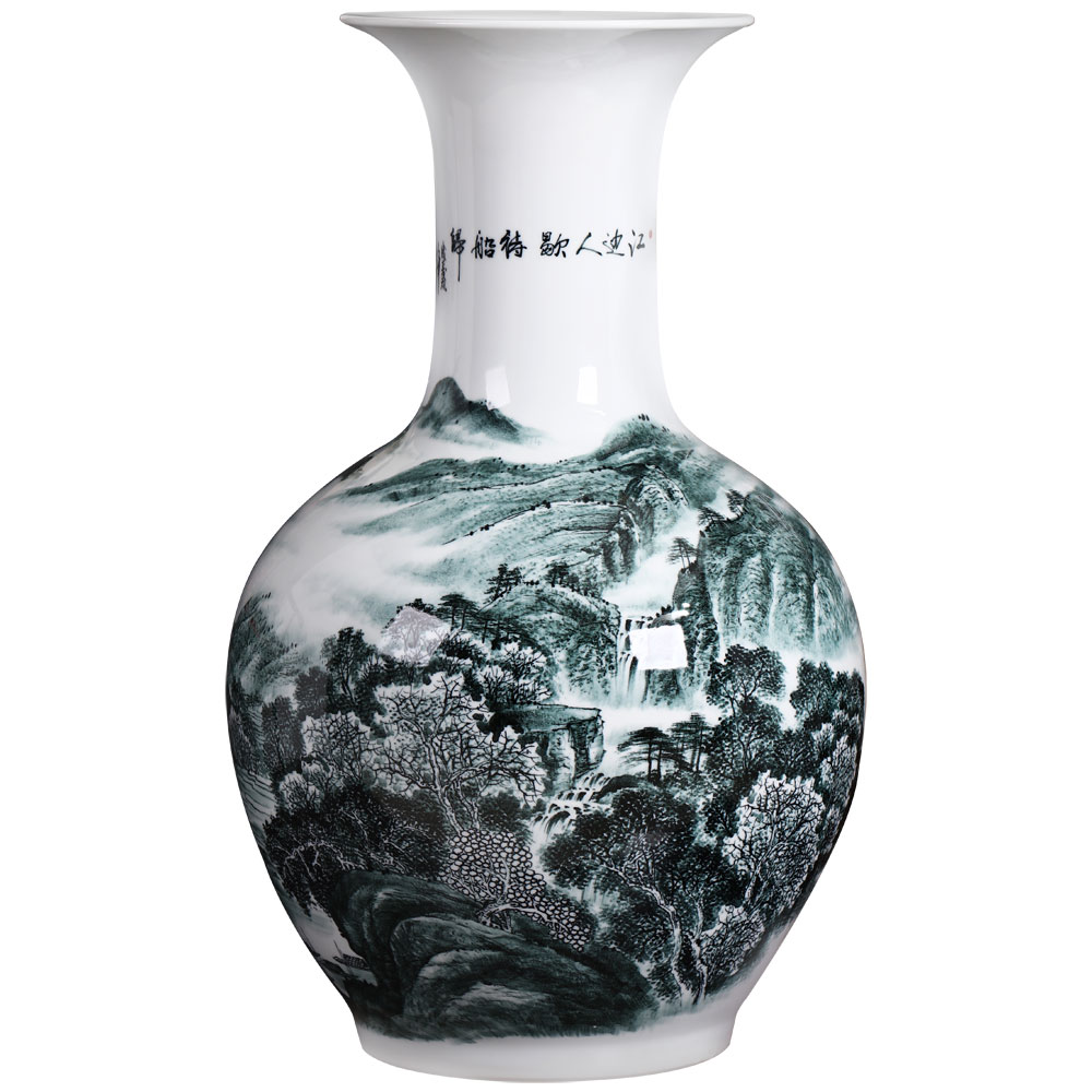 Jingdezhen ceramics penjing masters hand draw landscape design sitting room ground large vase household ornaments