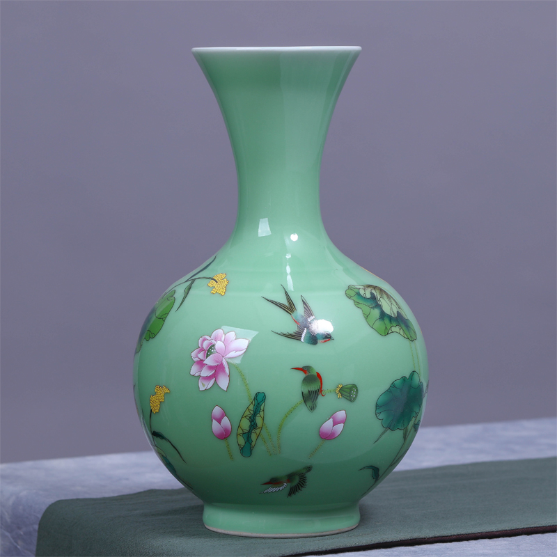 Jingdezhen ceramic vase manual shadow blue glaze color bucket load rhyme bottle vases, flower decoration crafts are sitting room