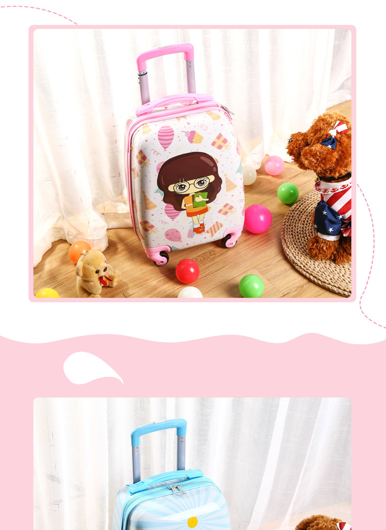 Trẻ em gái vali trái tim nữ mềm em gái 18 inch trường hợp xe đẩy màu hồng vali bé trai Nhật Bản nội trú trường hợp 16 inch - Va li vali nhựa