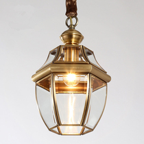 Eurostyle balcony chandeliers full copper single head minimalist outdoor waterproof hallway Xuanguan Doorway Door Hall Entrance small chandeliers