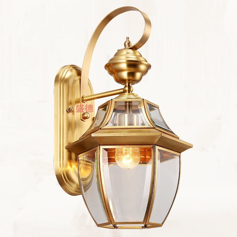 Eurostyle All-copper Outdoor Wall Lamp Patio Waterproof Balcony Wall Lamp Brief Modern Terrace Creative Wall Lamp