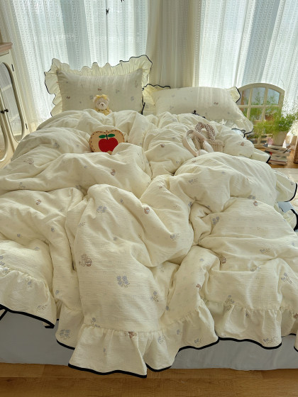 Class a four-piece bed set 2026 new Korean style quilt cover sheet double yarn student single bed dormitory three-piece set 2