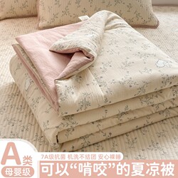 Class a Summer Quilt, Pure Cotton, Machine Washable, Four-Piece Set, Single Person, Children's Air-Conditioned Quilt, Bed Cover Style, Thin Summer Quilt 2