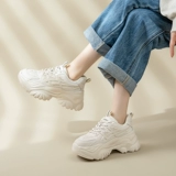 Демисезонные высокие туфли на платформе, универсальная белая обувь, спортивная обувь, из натуральной кожи, коллекция 2022