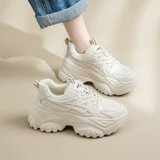 Демисезонные высокие туфли на платформе, универсальная белая обувь, спортивная обувь, из натуральной кожи, коллекция 2022